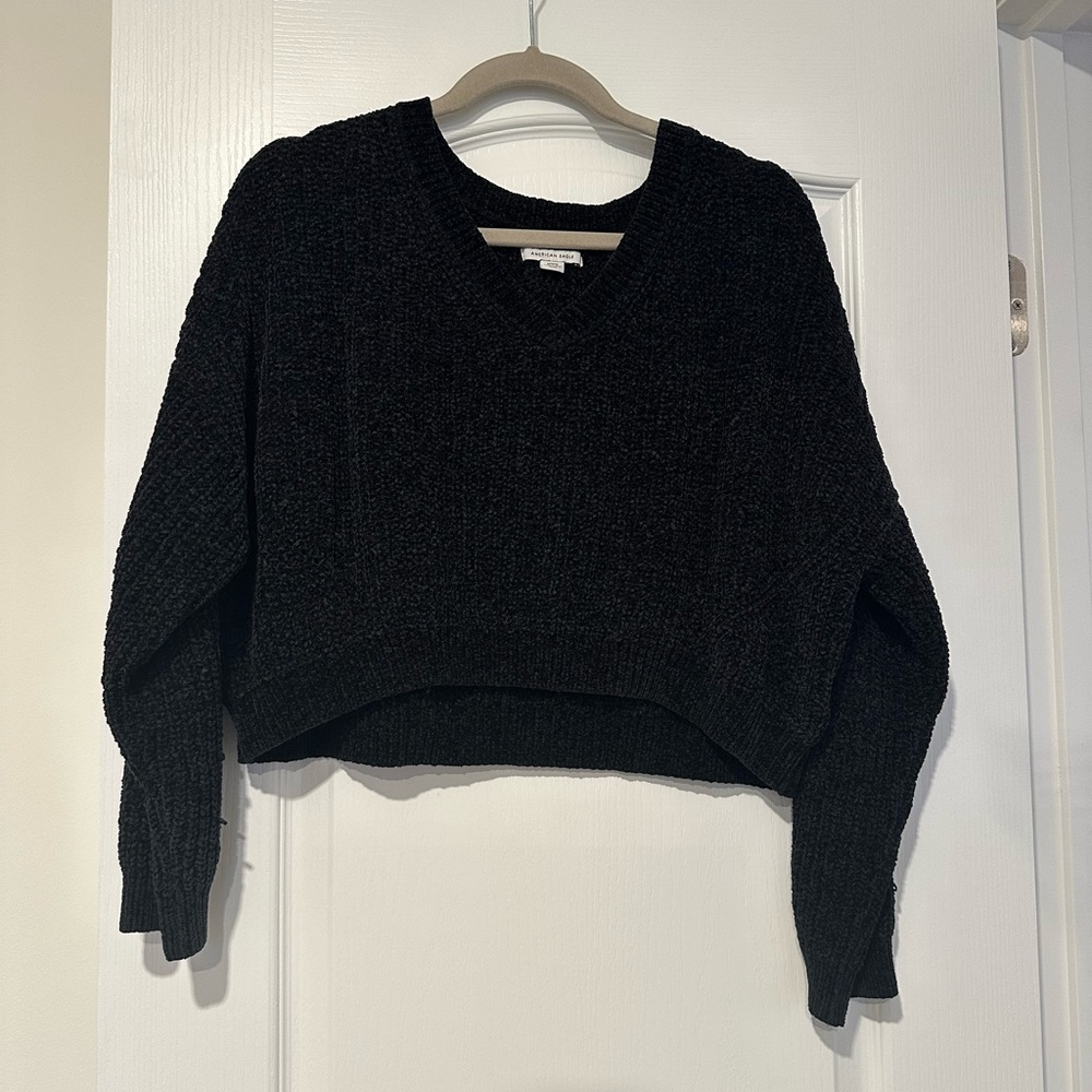 american eagle cropped chenille sweater